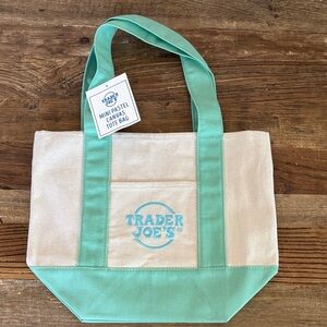 Trader Joe's Cream and Mint Canvas Mini Tote